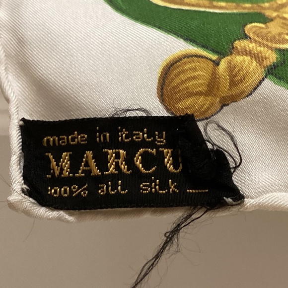 Fabio Fabelli Horse And Carriage Golden Scrolls 100%Silk Twill Scarf Hand Rolled - Picture 11 of 11